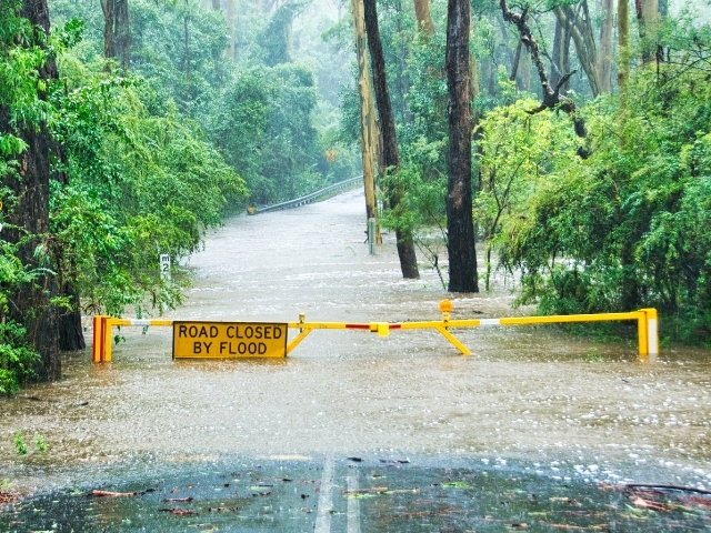 A flooded road