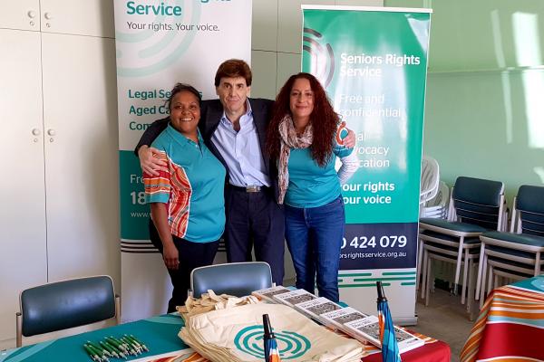 Pictured: Christene Polanski (Aboriginal Aged Care Advocate Broken Hill, Far West), Brian Attard (Solicitor, Seniors Rights Service) and Bronwyn Gwyther (Aboriginal Liaison Officer, Seniors Rights Service). 