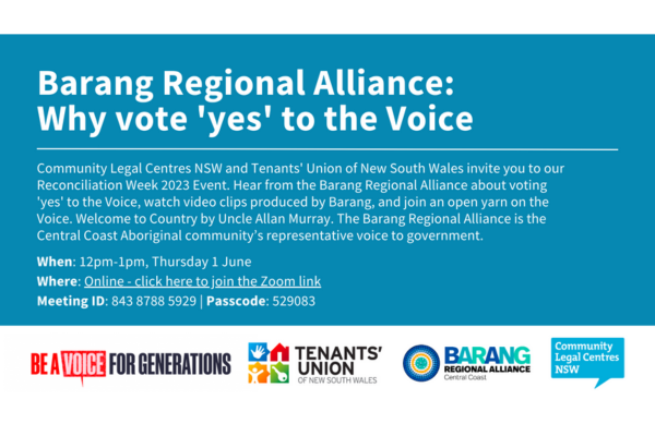 Blue invitations that reads - Barang Regional Alliance:  Why vote 'yes' to the Voice